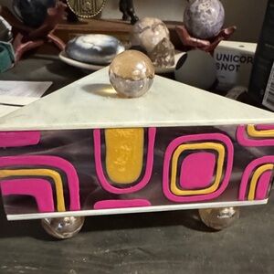 Geometric Pink and Yellow Decorative Box